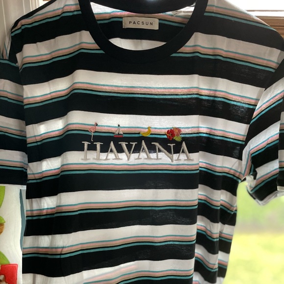 Havana Black & White Striped T-shirt Men’s Size: Medium from PacSun - Picture 3 of 4
